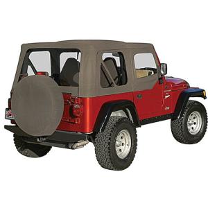 Complete Soft Top with Clear Windows for Jeep Wrangler TJ 1997-2006 with Half Steel Doors