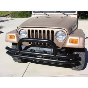 Front Bumper with Hoop in Black for Jeep CJ-5, CJ-7, CJ-8 Scrambler, Wrangler YJ, TJ 1976-2006 and Unlimited