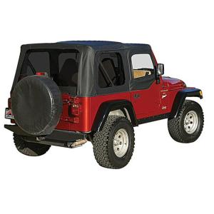 Replacement Soft Top with Tinted Windows in Black Denim for Jeep Wrangler TJ 1997-2006 with Half Doors