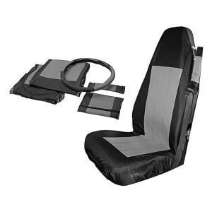 Front Seat Cover Set in Black and Gray for Jeep Wrangler YJ 1987-2006 and TJ