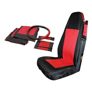 Front Seat Cover Set in Black and Red for Jeep Wrangler YJ 1987-2006 and TJ