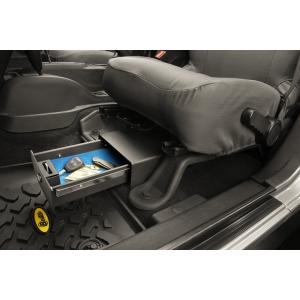 Locking Under Seat Storage Box in Textured Black for Jeep Wrangler 2007-2010 and Wrangler Unlimited JK 2007-2018 Driver Side