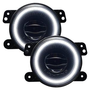 High Performance 20W LED Fog Lights with White Halo for Jeep Wrangler JK, JL 2007-2024, and Jeep Gladiator 2020-2024