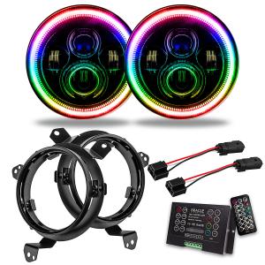 7" High Powered Projector LED Headlight Pair with ColorSHIFT 2.0 Halo Ring