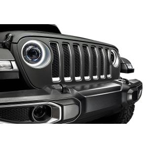 Oculus 9" Bi-LED Projector Headlights with White Halo Ring and Matte Black Bezel for Jeep Wrangler JL 2018-2024 and Gladiator JT 2020-2024