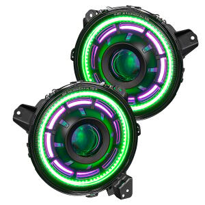 Oracle-Oculus-Bi-LED-Headlights-Jeep-Wrangler-JL-ColorSHIFT-Tabletop-Green-Outer-Purple-Inner.jpg