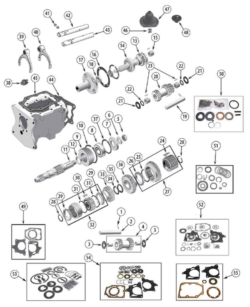 Diagram Transmission Parts T150 BORG-WARNER 3-SPEED