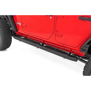 Rough Country Oval Nerf Steps 4 Door Black Jeep Wrangler Unlimited 4WD 2018-2024