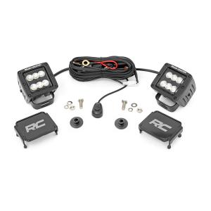 LED Light Kit Ditch Mount 2in Black Pair Flood Pattern Ford Bronco 21-24