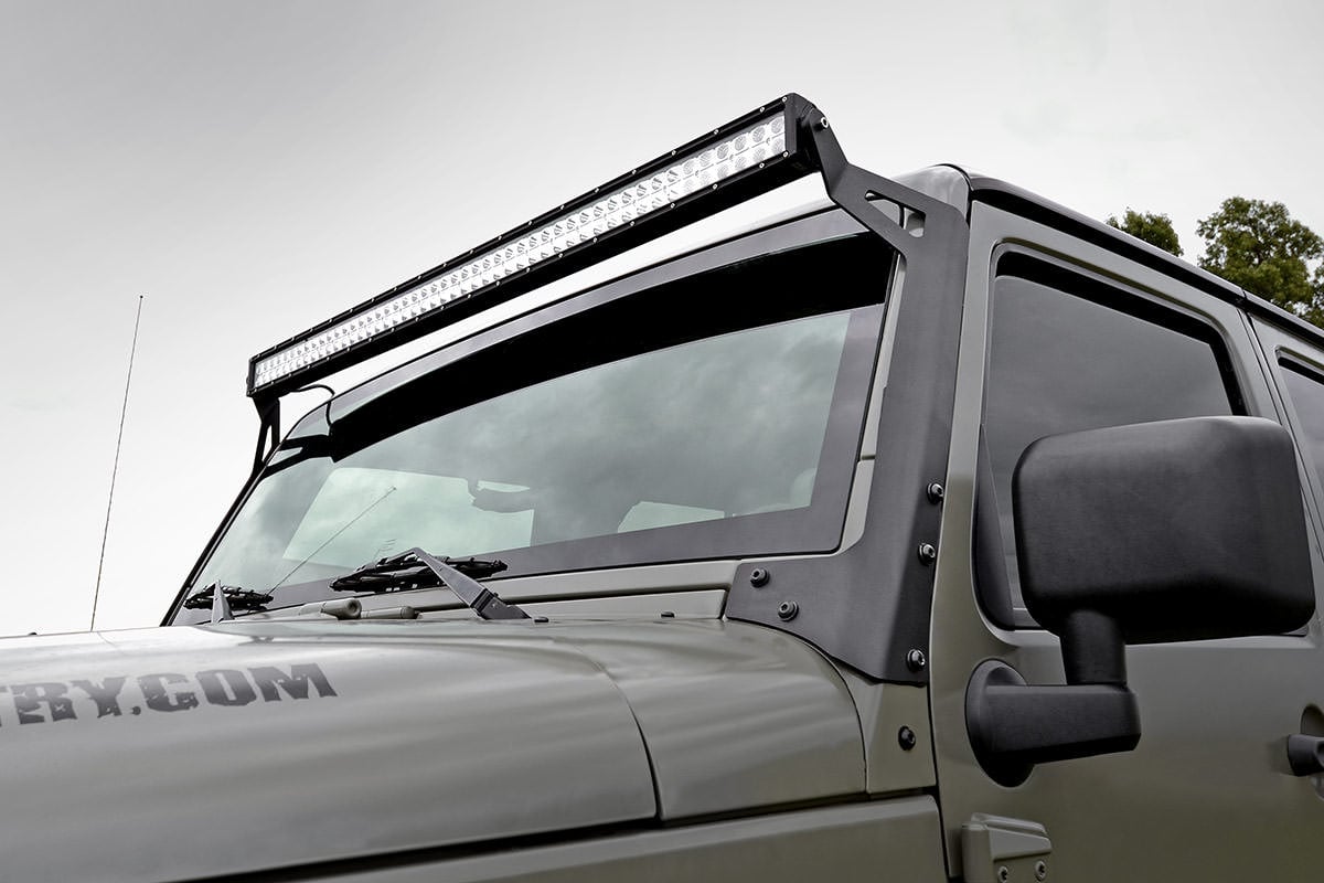 SI Heavy-Duty Light Bar Mounting Brackets For Jeep Wrangler JK (2007-2017) - Windshield & A-Pillar