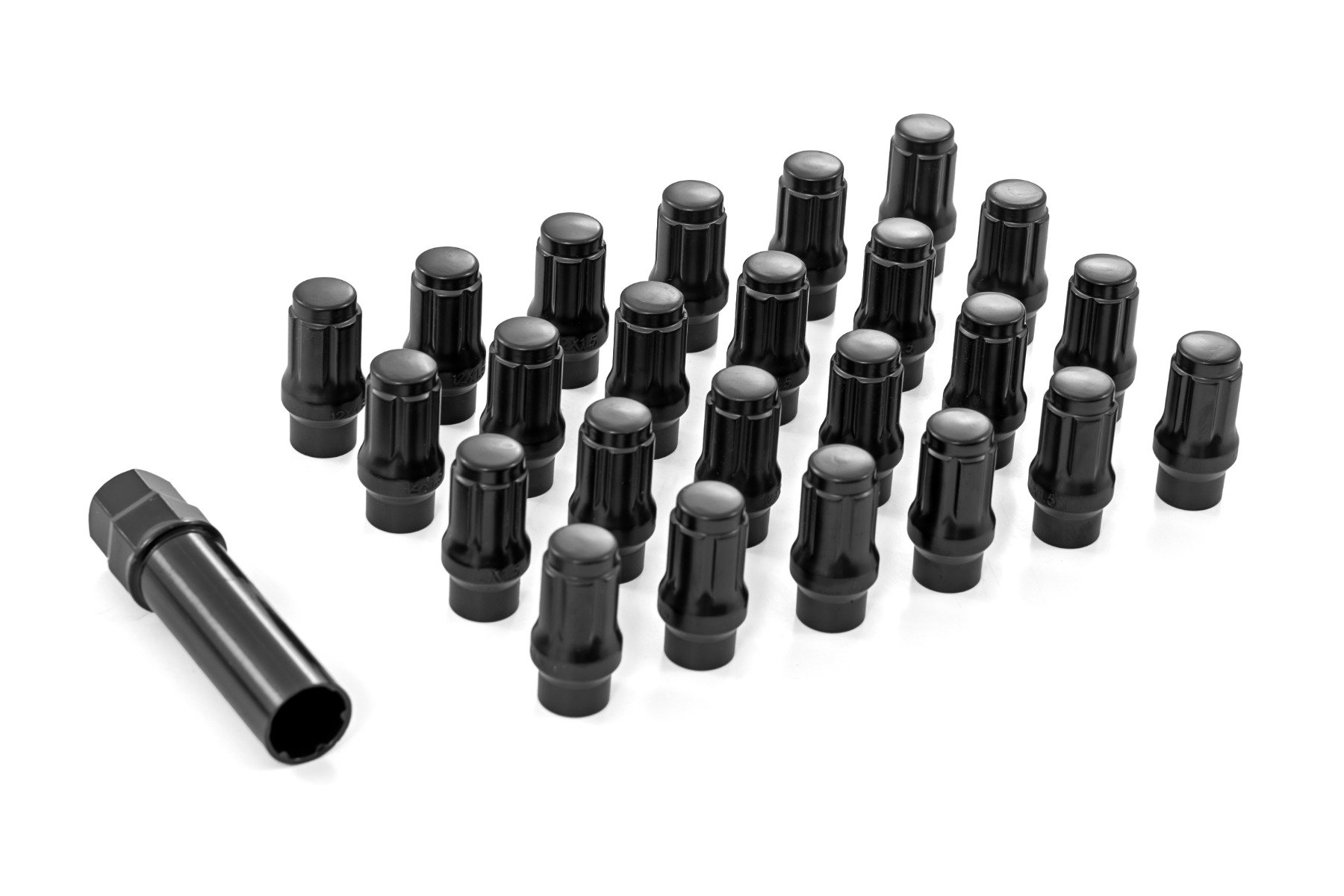 M12 X 1.5 Lug Nut Set Of 24 Black Closed End Extended Thread | Somar ...