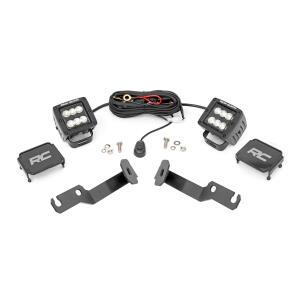 LED Light Kit Ditch Mount 2" Black Pair Flood Toyota Tacoma 05-15