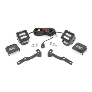LED Light Kit Ditch Mount 2" Black Pair Flood Toyota Tacoma 16-23