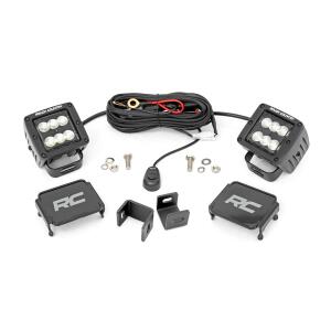 LED Light Kit Ditch Mount 2" Black Pair Flood Toyota Tundra 22-26