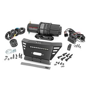 Winch Plate 4500-LB Winch 10" Black Slimline Honda Pioneer 520