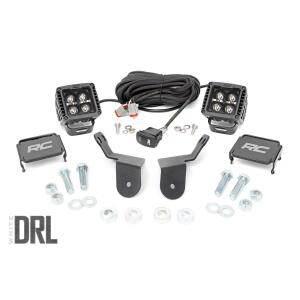 LED Light Kit Cage Mount 2" Black Pair White DRL Honda Pioneer 1000/Pioneer 1000-6