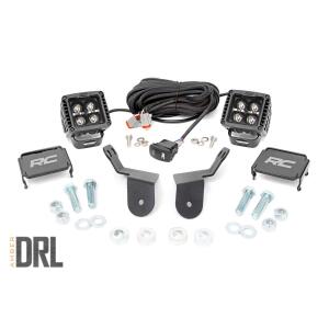 LED Light Kit Cage Mount 2" Black Pair Amber DRL Honda Pioneer 1000/Pioneer 1000-6