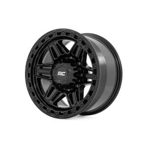 Rough Country 76 Series Wheel Simulated Beadlock Gloss Black 17x9 5x5 -12mm