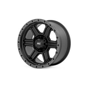 Rough Country 79 Series Wheel One-Piece Semi Gloss Black w/Gunmetal Ring 17x8.5 6x5.5 0mm