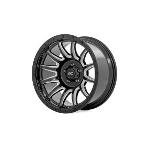 Rough Country 90 Series Wheel One-Piece Gloss Black w/machined spokes 18x9 6x5.5 0mm