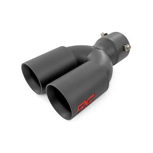 Exhaust Tip Black Red RC Logo 2.5-3 Inch Pipe Single Inlet Dual Outlet