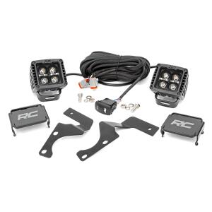 LED Light Kit Ditch Mount 2" Black Pair Amber DRL Toyota 4Runner 10-24