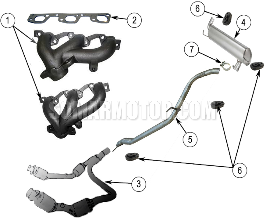 Diagram Exhaust Parts - Wrangler JK | Somar Motor LLC