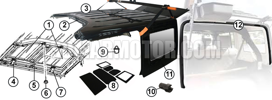 Diagram Hardtop Parts - Wrangler JK