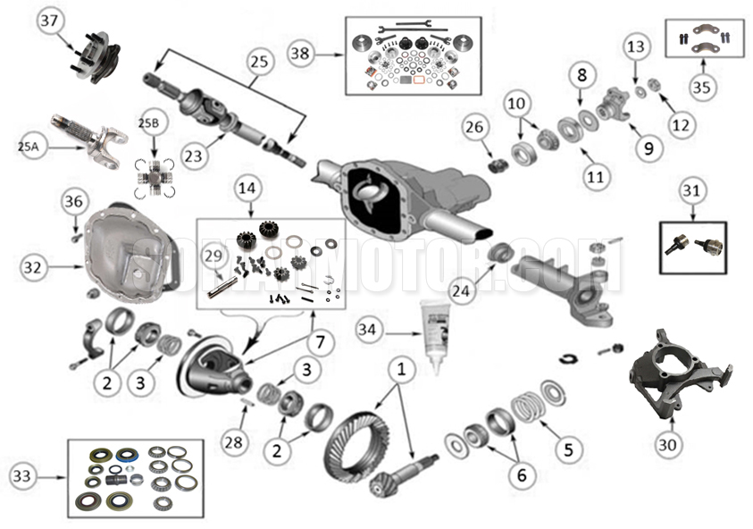 Diagram Parts Axle Dana 30 Front Standard Differential - Wrangler TJ |  Somar Motor LLC