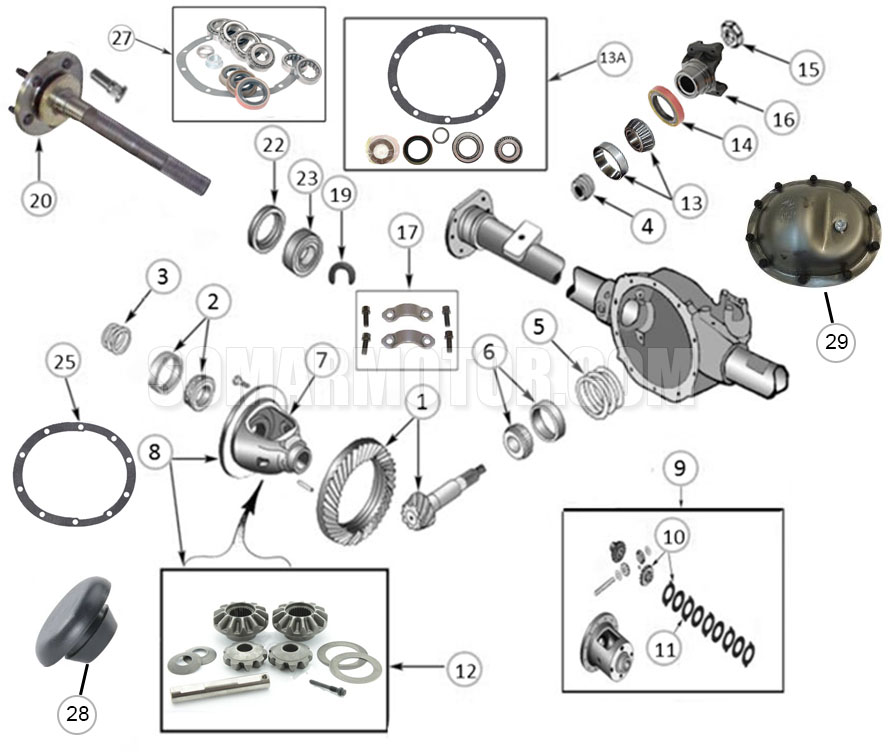 Diagram Parts Axle Dana 35 Rear - Wrangler TJ | Somar Motor LLC